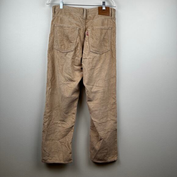 Levi's Corduroy Ribcage Pants Straight Ankle High Rise Women's Tan Size 30 - Picture 5 of 12
